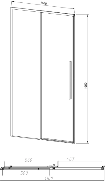 Душевая дверь в нишу Vincea Slim-N VDS-4SN110CL 110 см, профиль хром фото в интернет-магазине «Wasser-Haus.ru»
