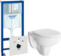 Комплект  Унитаз подвесной Berges Wasserhaus Gamma 081105 c микролифтом + Система инсталляции для унитазов Grohe Rapid SL 38775001 4 в 1 с кнопкой смы фото в интернет-магазине «Wasser-Haus.ru»