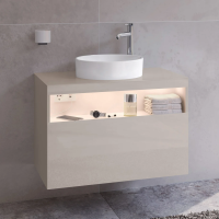 Тумба с раковиной Keuco Stageline 32865 80 см, с подсветкой, розеткой и точкой зарядки USB и USB-C, кашемир