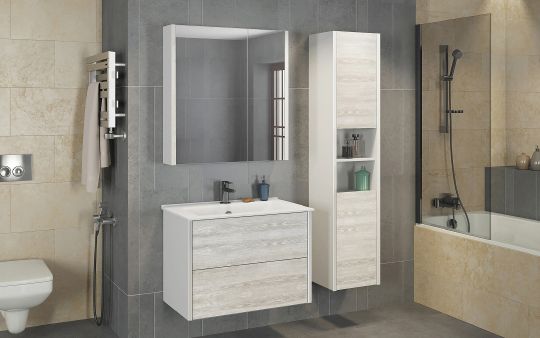 Мебель для ванной Comforty Женева 75 дуб белый фото в интернет-магазине «Wasser-Haus.ru»