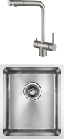 Комплект Мойка кухонная Paulmark Vista PM904438-BS брашированная нержавеющая сталь + Смеситель Skalen Sk213020-SS фото в интернет-магазине «Wasser-Haus.ru»
