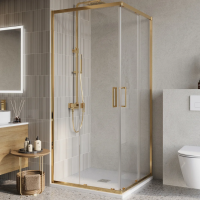 Душевой уголок BelBagno Luce A-2-90-C-ORO 90x90, профиль золото, стекло прозрачное фото в интернет-магазине «Wasser-Haus.ru»