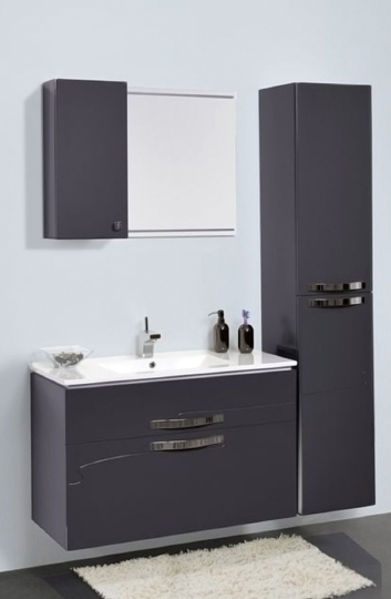Шкаф-пенал Edelform Nota 38 серый, с бельевой корзиной фото в интернет-магазине «Wasser-Haus.ru»