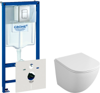 Комплект Унитаз подвесной Owl 1975 Vind TOWLT190302 безободковый + Инсталляция Grohe Rapid SL 38772001 3 в 1 с кнопкой смыва + Шумоизоляция 37131000 фото в интернет-магазине «Wasser-Haus.ru»