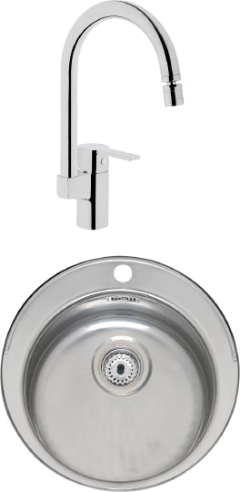 Комплект Мойка кухонная Reginox R18 380 LUX OKG сталь + Смеситель VitrA Fold S Sink Mixer A42155EXP для кухонной мойки фото в интернет-магазине «Wasser-Haus.ru»