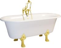 Ванна из искусственного камня Фэма Феррара 2 белая, ножки золото фото в интернет-магазине «Wasser-Haus.ru»