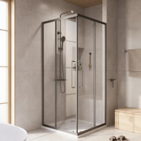 Душевой уголок Cezares Relax RELAX-304-A-2-100-C-GM 100x100, профиль оружейная сталь фото в интернет-магазине «Wasser-Haus.ru»