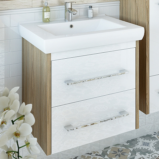Мебель для ванной Sanflor Ларго 2 60 вяз швейцарский, белая фото в интернет-магазине «Wasser-Haus.ru»