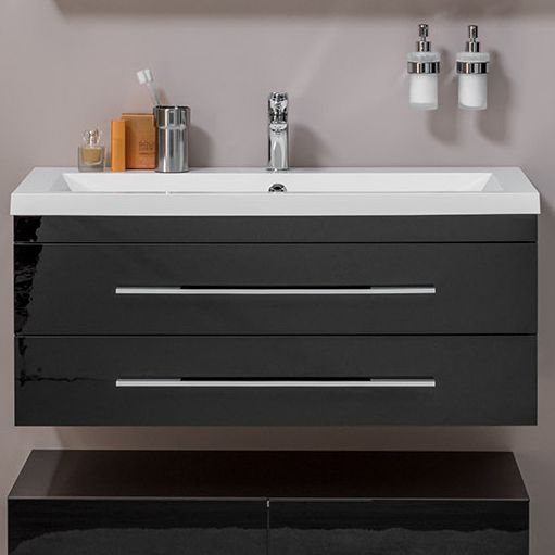 Мебель для ванной Aquanet Верона 100 подвесная черная фото в интернет-магазине «Wasser-Haus.ru»