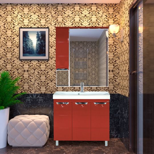 Мебель для ванной Misty Петра 75 красная эмаль фото в интернет-магазине «Wasser-Haus.ru»
