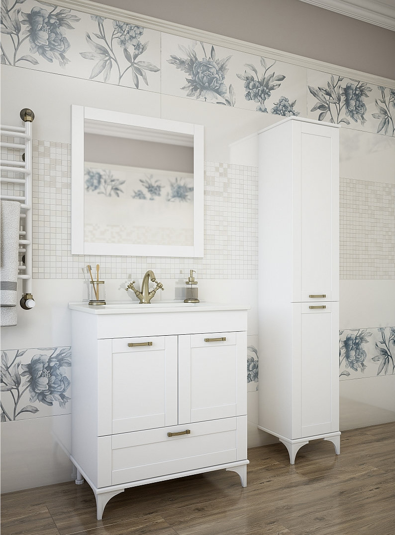 Мебель для ванной Sanflor Ванесса 75 напольная, белая фото в интернет-магазине «Wasser-Haus.ru»