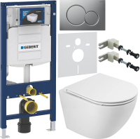Комплект Унитаз подвесной BelBagno Sfera-r BB046CH-TOR безободковая + Крышка BB870SC с микролифтом + Инсталляция Geberit Duofix UP 320 111.300.00.5 + Кнопка Sigma 01 115.770.JQ.5 лакированная, матовый хром + Крепления 111.815.00.1 к стене + Шумоизоляция фото в интернет-магазине «Wasser-Haus.ru»