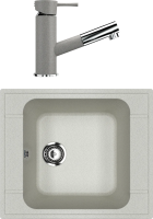 Комплект Мойка кухонная Ulgran U-604 -310 серая + Смеситель U-009 -310 серый
