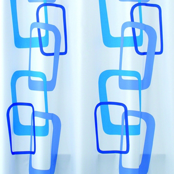 Штора для ванной Bacchetta 180х200 ПВХ Quadry синяя фото в интернет-магазине «Wasser-Haus.ru»