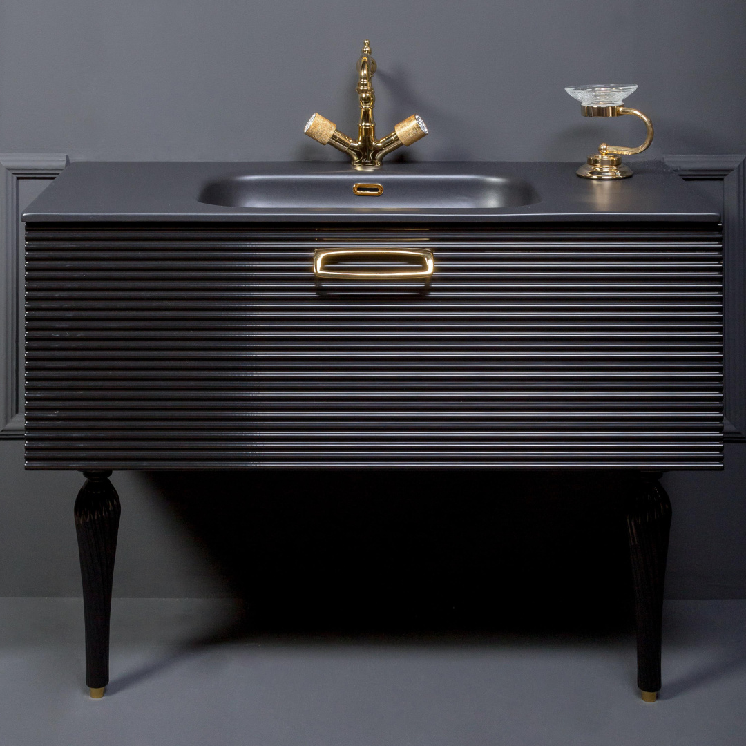 Мебель для ванной Armadi Art Vallessi Avangarde 80 черная фото в интернет-магазине «Wasser-Haus.ru»