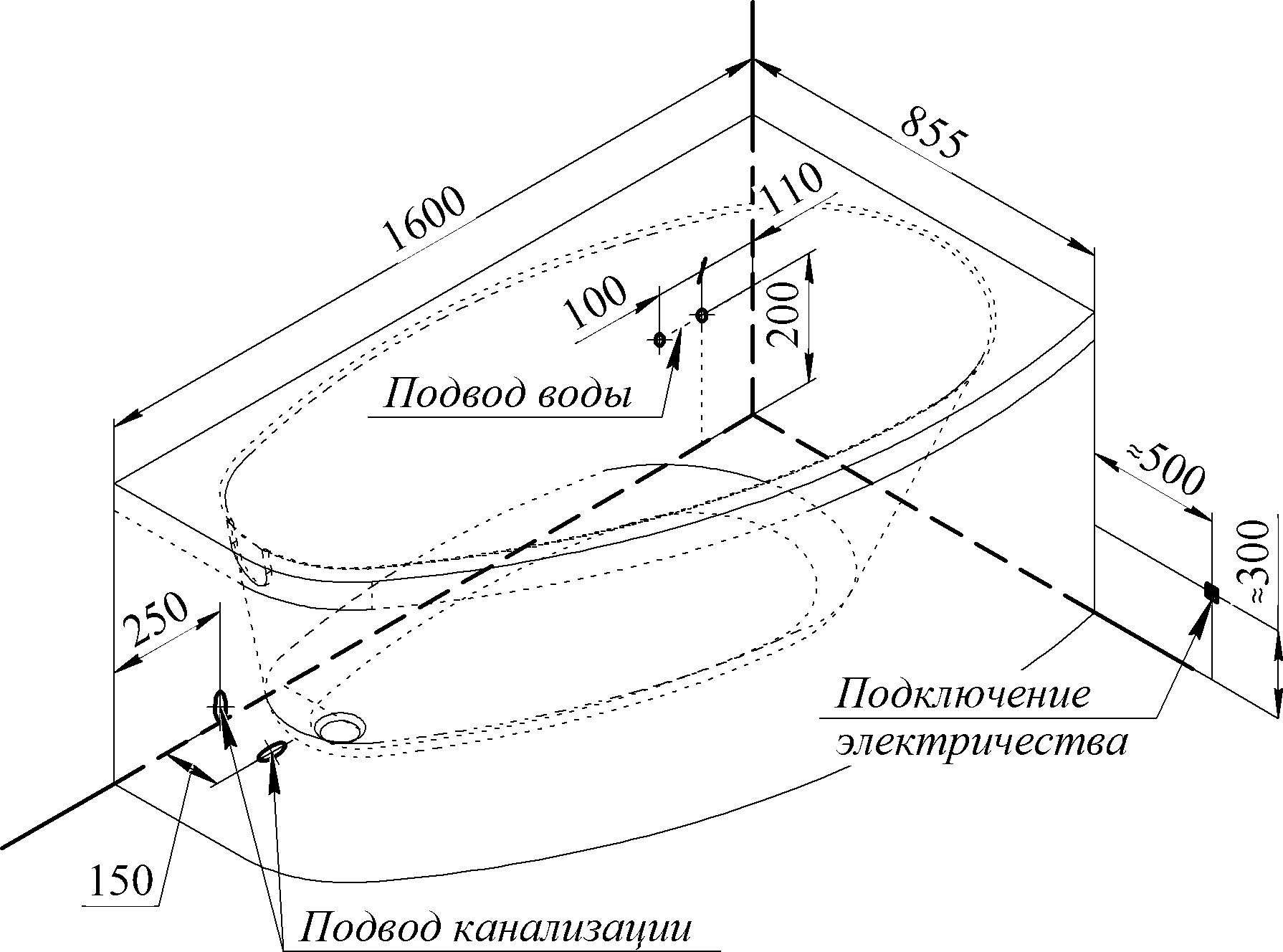 Акриловая ванна Radomir Орсини 160х90