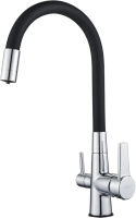 Смеситель для кухни D-lin D159317-1 с гибким изливом, хром, черный