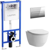 Комплект Laufen 8.6996.6.000.000.R унитаз безободковый, с микролифтом + система инсталляции с кнопкой смыва фото в интернет-магазине «Wasser-Haus.ru»