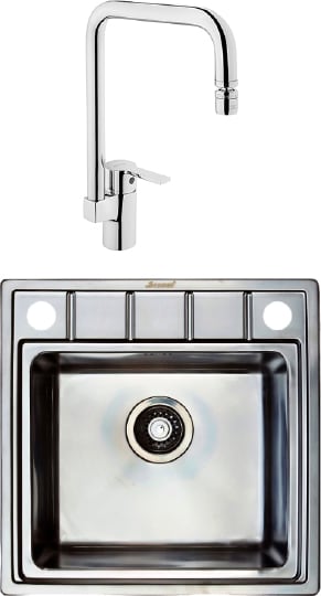 Комплект Мойка кухонная Seaman Eco Roma SMR-5050A с клапан-автоматом + Смеситель VitrA Single sink mixer A42388EXP для кухонной мойки фото в интернет-магазине «Wasser-Haus.ru»