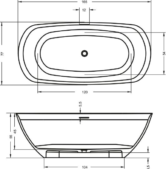 Ванна из искусственного камня Riho Oval BS6700500000000 165x80 фото в интернет-магазине «Wasser-Haus.ru»