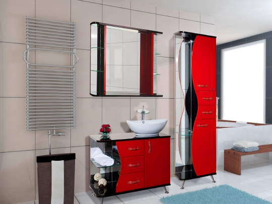 Шкаф-пенал Bellezza Рио 50 R красный с черным фото в интернет-магазине «Wasser-Haus.ru»