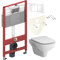 Комплект Унитаз подвесной AM.PM X-Joy S FlashClean C85A1702SC с микролифтом, белый + Инсталляция TECE Base 9400413 4 в 1 с кнопкой смыва фото в интернет-магазине «Wasser-Haus.ru»