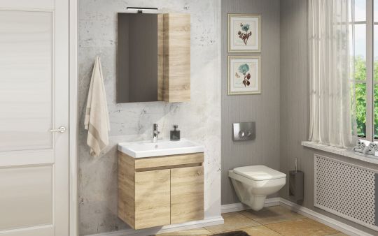 Мебель для ванной Comforty Тромсе 60 дуб сонома фото в интернет-магазине «Wasser-Haus.ru»