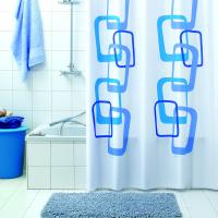 Штора для ванной Bacchetta 180х200 ПВХ Quadry синяя фото в интернет-магазине «Wasser-Haus.ru»