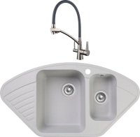 Комплект Мойка кухонная GranFest Quarz Z 14 серая + Смеситель Gappo G4398 с гибким изливом, сатин, серый фото в интернет-магазине «Wasser-Haus.ru»
