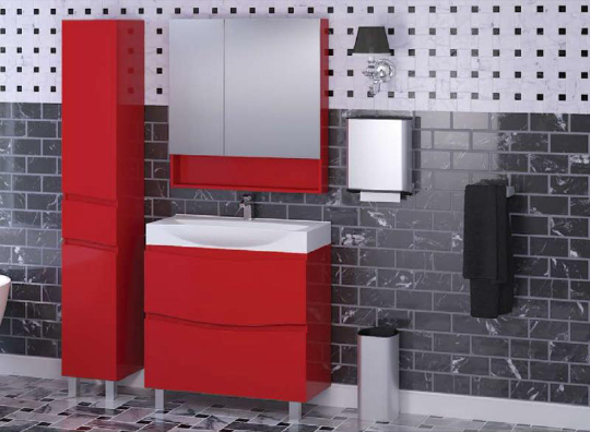 Шкаф-пенал АВН Фиджи 35 R, напольный, красный фото в интернет-магазине «Wasser-Haus.ru»