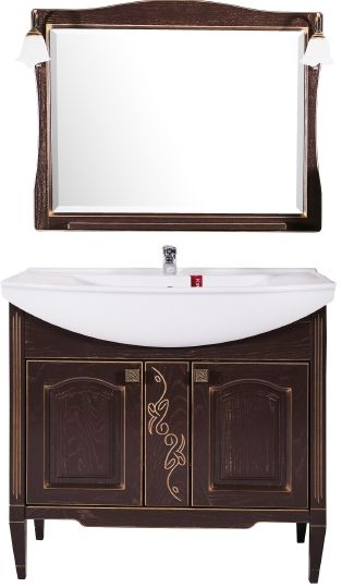 Мебель для ванной ASB-Woodline Модена 85 орех с золотой патиной фото в интернет-магазине «Wasser-Haus.ru»
