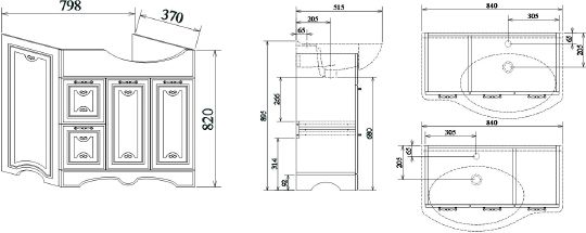 Мебель для ванной Sanflor Адель 82 венге, патина серебро, L фото в интернет-магазине «Wasser-Haus.ru»