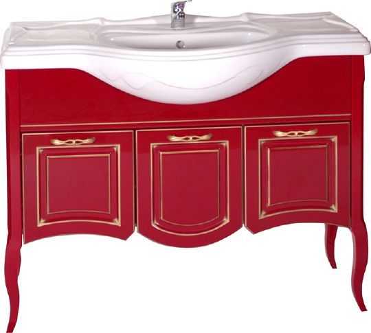 Мебель для ванной ASB-Woodline Эмили 105 красная, патина золото фото в интернет-магазине «Wasser-Haus.ru»