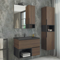 Мебель для ванной Comforty Франкфурт 75, дуб шоколадно-коричневый, черная раковина фото в интернет-магазине «Wasser-Haus.ru»