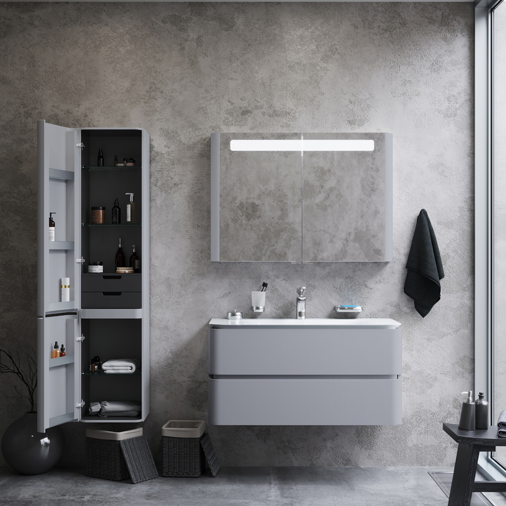 Мебель для ванной Am.Pm Sensation 100 подвесная, серый шелк фото в интернет-магазине «Wasser-Haus.ru»
