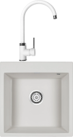 Комплект Мойка кухонная Paulmark Praktisch PM105152-WH белый + Смеситель Domaci Солерно DC-3004 агат фото в интернет-магазине «Wasser-Haus.ru»