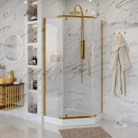 Душевой уголок Niagara Nova NG-6405-08 GOLD 90x90 профиль желтое золото, стекло прозрачное фото в интернет-магазине «Wasser-Haus.ru»