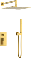 Душевой комплект Boheme Qubic 474-3-MG, С ВНУТРЕННЕЙ ЧАСТЬЮ, matt gold фото в интернет-магазине «Wasser-Haus.ru»