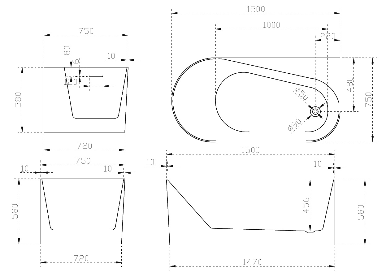 Акриловая ванна ABBER AB9496-1.5 R фото в интернет-магазине «Wasser-Haus.ru»