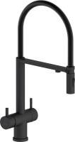 Смеситель для кухни AltroBagno Flusso 050204 NeOp с гибким изливом, матовый черный фото в интернет-магазине «Wasser-Haus.ru»
