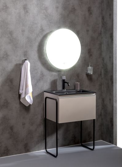 Мебель для ванной Armadi Art Vallessi 60 кашемир, с черной раковиной фото в интернет-магазине «Wasser-Haus.ru»