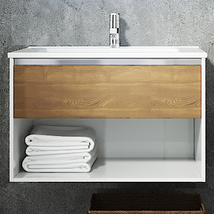 Мебель для ванной Sanvit Контур 75 белый глянец/манзония кофейная фото в интернет-магазине «Wasser-Haus.ru»