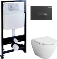 Комплект Унитаз подвесной AM.PM Spirit V2.0 с микролифтом + Инсталляция EWRIKA ProLT 0026-2020 + Кнопка 0054 черная матовая фото в интернет-магазине «Wasser-Haus.ru»