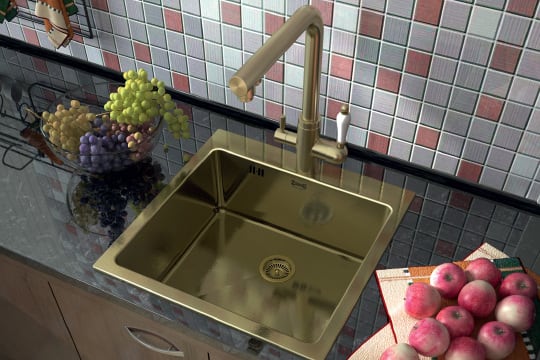 Мойка кухонная Zorg Inox Pvd SZR-51 BRONZE фото в интернет-магазине «Wasser-Haus.ru»