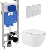 Комплект Унитаз подвесной beWash Bogen 88303201 с сиденьем микролифт + Инсталляция Ideal Standard ProSys Eco Frame 2.0 R046367 + Кнопка смыва Ideal Standard Oleas R0121AA хром фото в интернет-магазине «Wasser-Haus.ru»