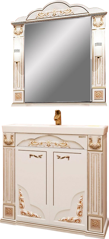 Мебель для ванной Misty Барокко 100 белая, патина фото в интернет-магазине «Wasser-Haus.ru»