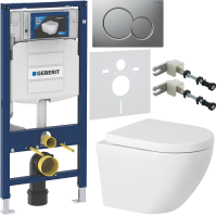 Комплект Унитаз подвесной BelBagno Sfera-r + Крышка Marino BB105SC с микролифтом, петли хром + Инсталляция Geberit Duofix UP 320 111.300.00.5 + Кнопка Sigma 01 115.770.JQ.5 лакированная, матовый хром + Крепления 111.815.00.1 к стене + Шумоизоляция фото в интернет-магазине «Wasser-Haus.ru»