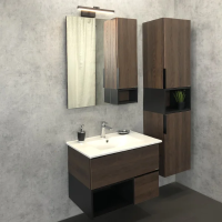 Мебель для ванной Comforty Франкфурт 75, дуб шоколадно-коричневый, белая раковина фото в интернет-магазине «Wasser-Haus.ru»