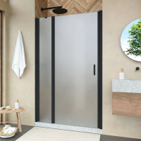 Душевая дверь в нишу Vegas Glass EP-F-1 Novo 105 02М 10 L профиль черный матовый, стекло сатин