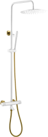 Душевая стойка Boheme Uno 468-T-WG белый, золото, с термостатом фото в интернет-магазине «Wasser-Haus.ru»